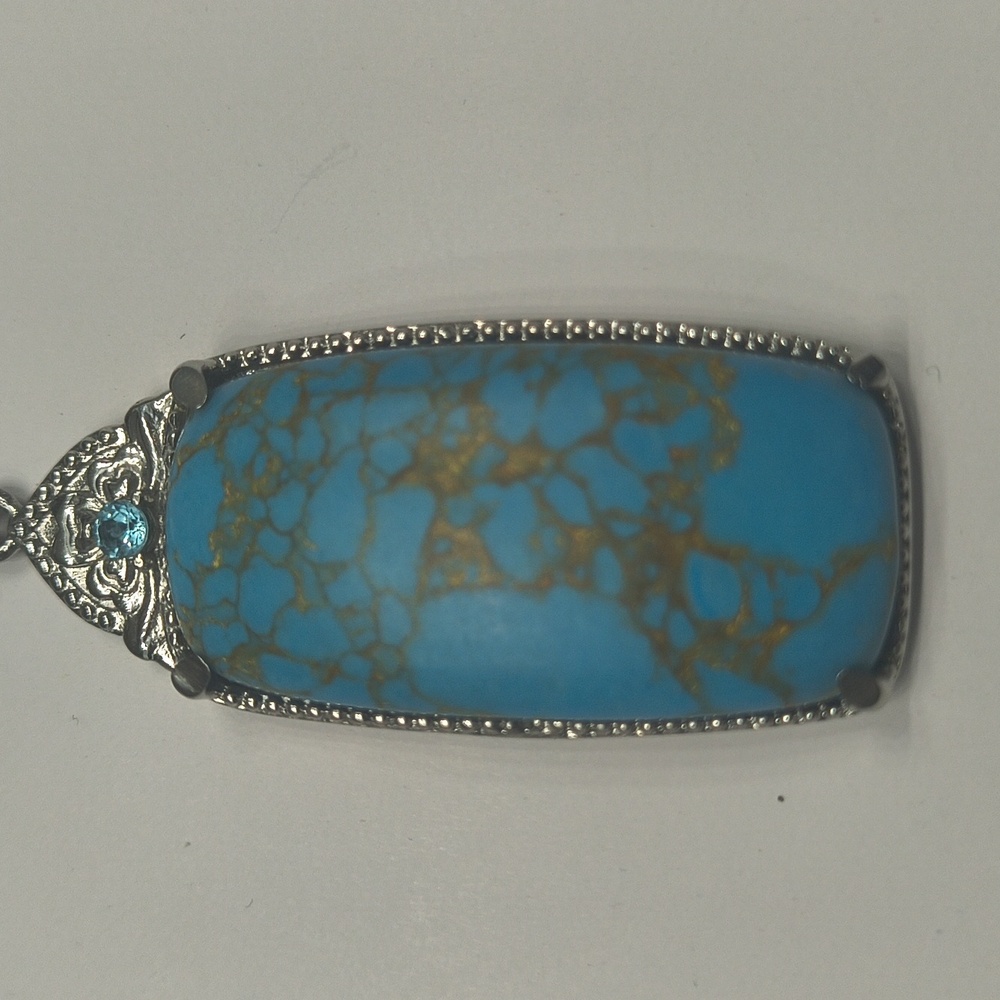 Genuine Blue Turquoise & Blue Topaz Pendant -